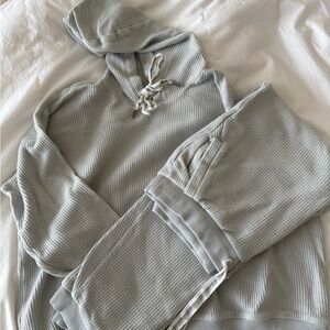 Aerie Light Gray Ribbed Hoodie
